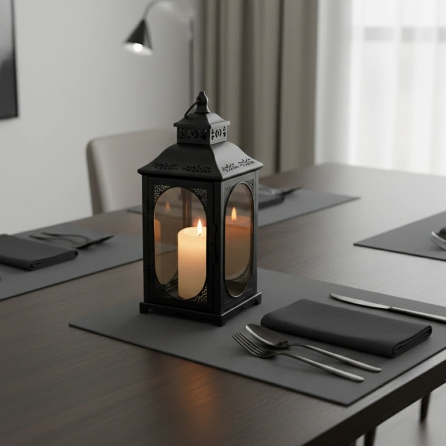 Felinar decorativ ROSEHILL, 40 cm, negru