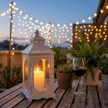 Felinar decorativ ROSEHILL, 54,5 cm, alb