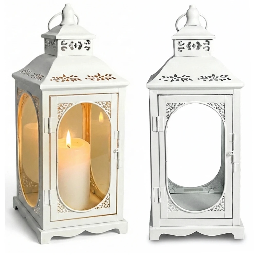 Felinar decorativ ROSEHILL, 54,5 cm, alb