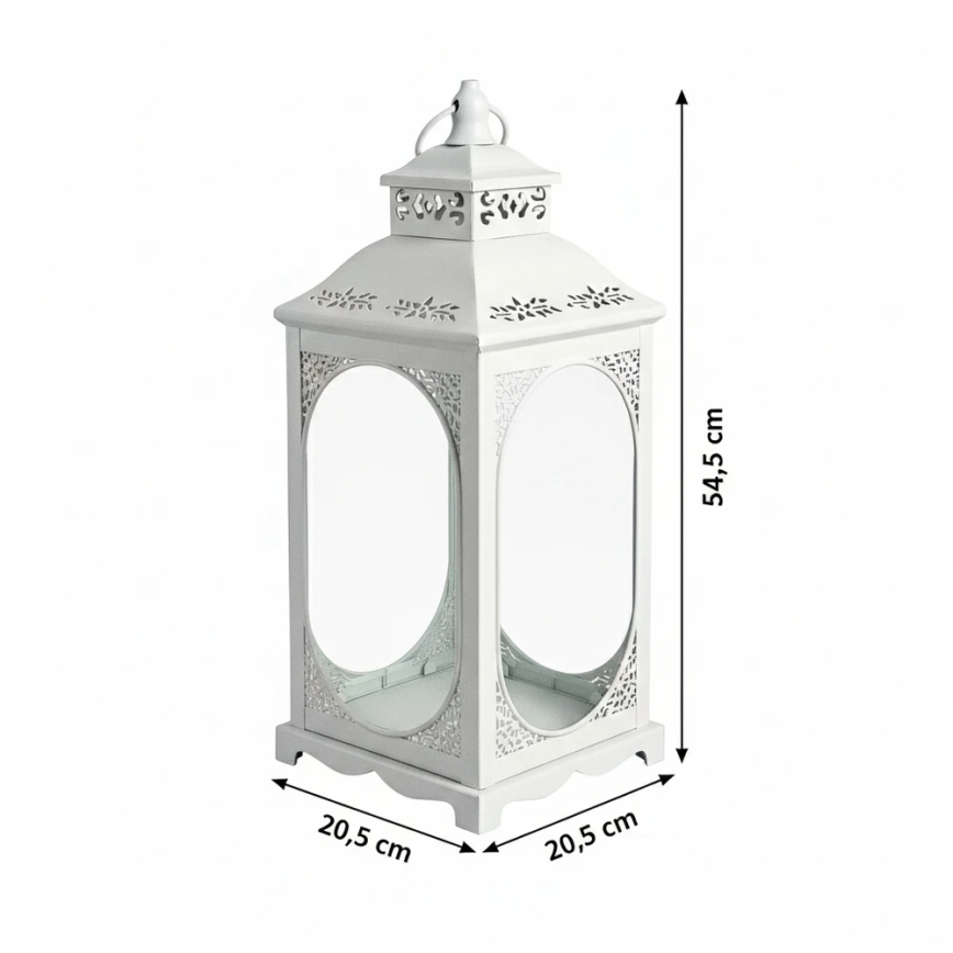 Felinar decorativ ROSEHILL, 54,5 cm, alb
