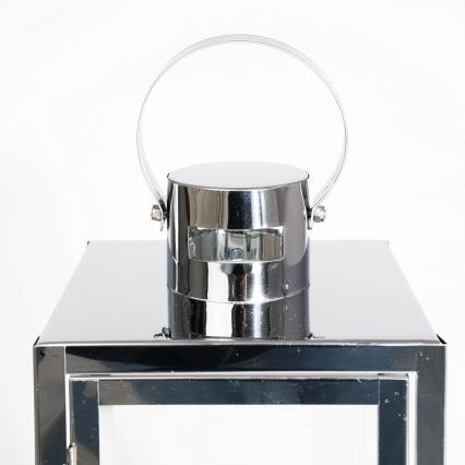 Felinar decorativ TOWER 29 cm, crom lucios