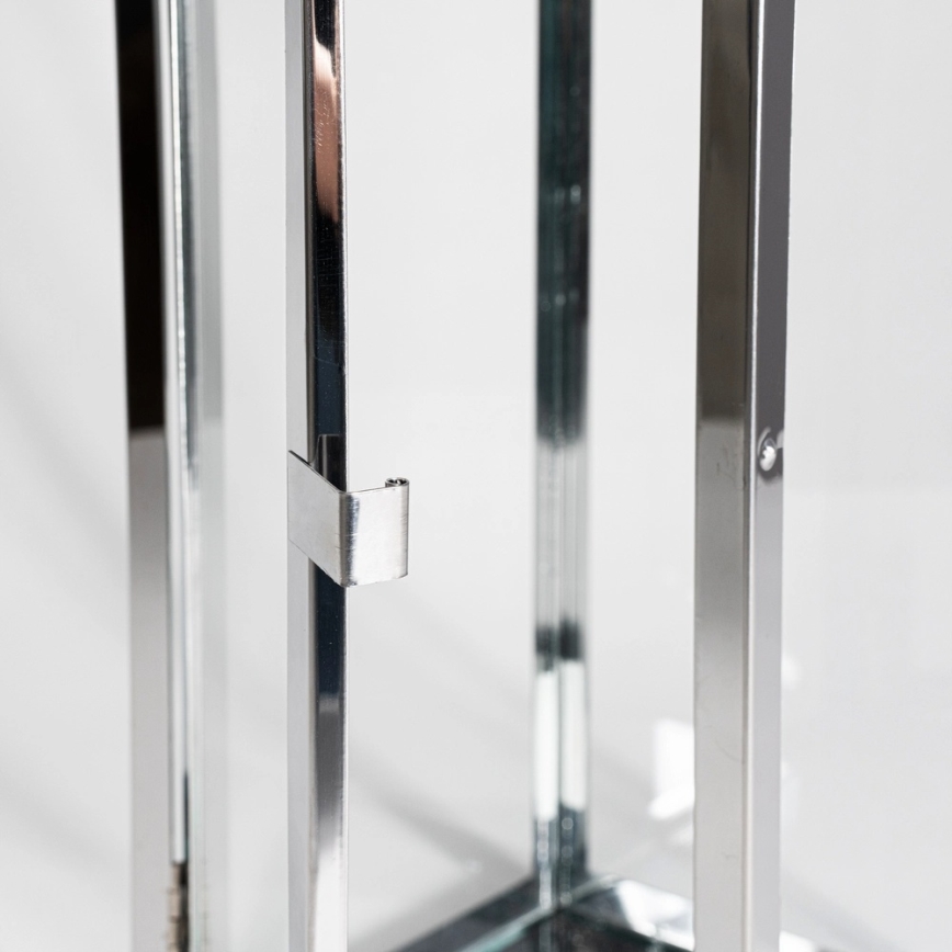 Felinar decorativ TOWER 29 cm, crom lucios