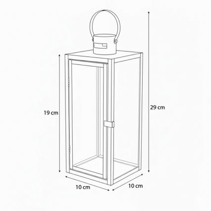 Felinar decorativ TOWER 29 cm, crom lucios
