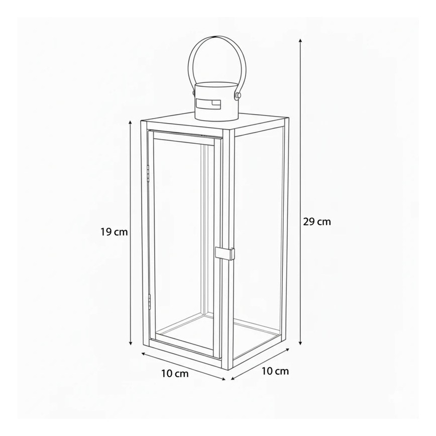Felinar decorativ TOWER 29 cm, crom lucios