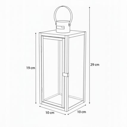 Felinar decorativ TOWER, 29 cm, negru