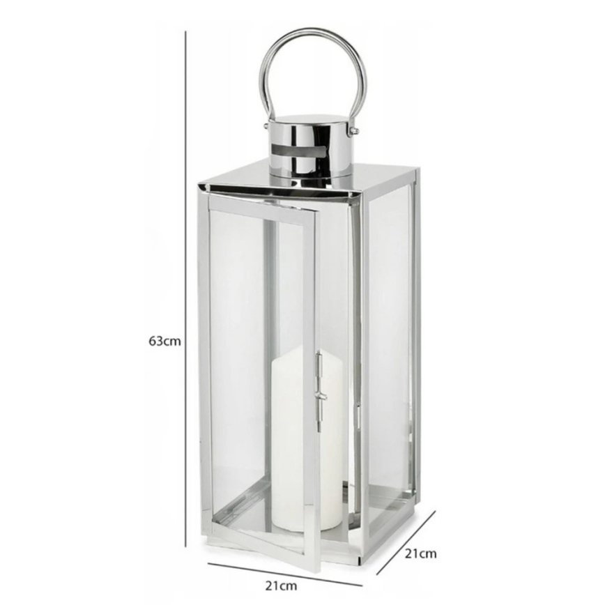 Felinar decorativ TOWER, 63 cm, crom lucios