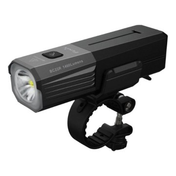 Fenix BC22R - Lampă LED reîncărcabilă pentru bicicletă, cu reglare a intensității luminoase, LED/USB, 3400 mAh, IP66, 1400 lm, autonomie 41 h, negru