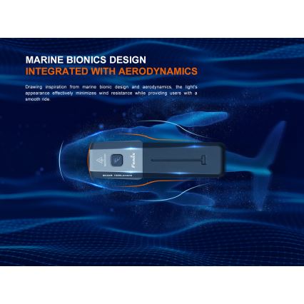 Fenix BC22R - Lampă LED reîncărcabilă pentru bicicletă, cu reglare a intensității luminoase, LED/USB, 3400 mAh, IP66, 1400 lm, autonomie 41 h, negru