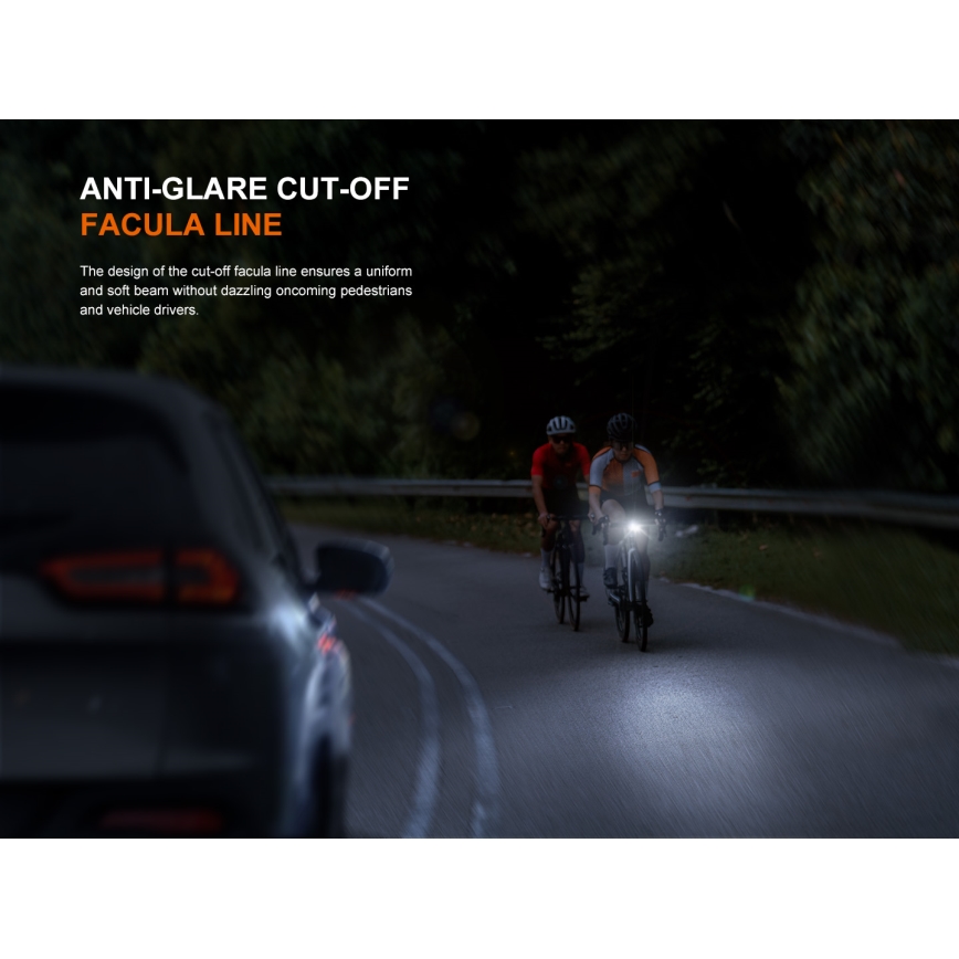 Fenix BC22R - Lampă LED reîncărcabilă pentru bicicletă, cu reglare a intensității luminoase, LED/USB, 3400 mAh, IP66, 1400 lm, autonomie 41 h, negru