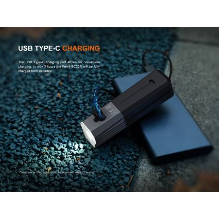 Fenix BC22R - Lampă LED reîncărcabilă pentru bicicletă, cu reglare a intensității luminoase, LED/USB, 3400 mAh, IP66, 1400 lm, autonomie 41 h, negru