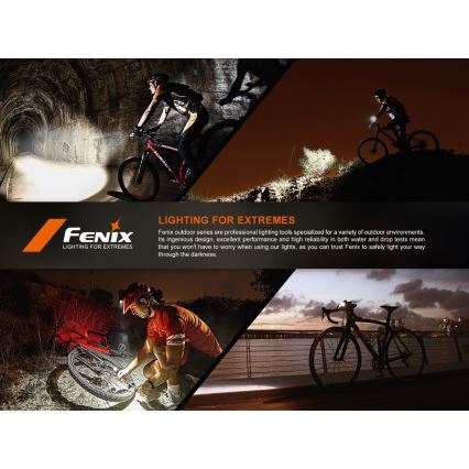 Fenix BC22R - Lampă LED reîncărcabilă pentru bicicletă, cu reglare a intensității luminoase, LED/USB, 3400 mAh, IP66, 1400 lm, autonomie 41 h, negru