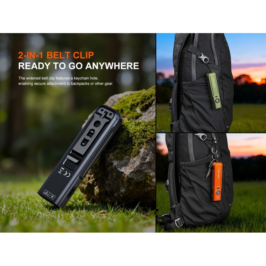 Fenix E06R PRO EUBLC - Lanternă LED reîncărcabilă reglabilă, LED/USB, 1650 mAh, IP66, 1600 lm, 111 h, neagră