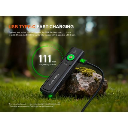 Fenix E06R PRO EUBLC - Lanternă LED reîncărcabilă reglabilă, LED/USB, 1650 mAh, IP66, 1600 lm, 111 h, neagră