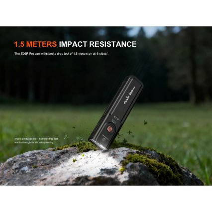 Fenix E06R PRO EUBLC - Lanternă LED reîncărcabilă reglabilă, LED/USB, 1650 mAh, IP66, 1600 lm, 111 h, neagră