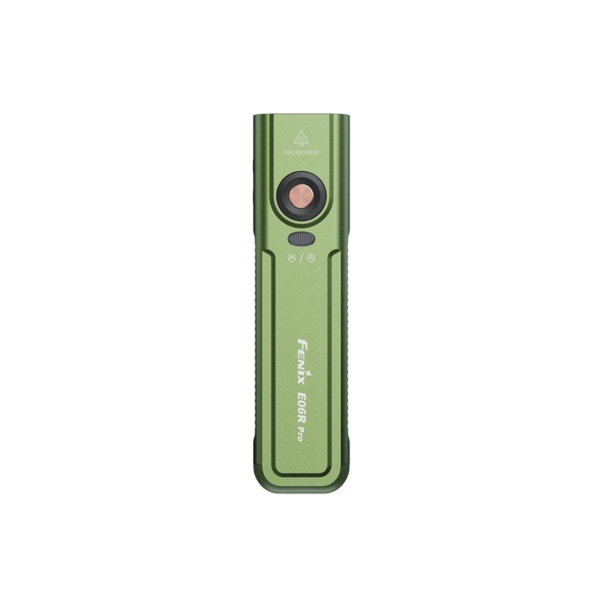 Fenix E06RPROEUOLI - Lanternă LED reîncărcabilă cu reglare a intensității, încărcare USB, 1650 mAh, IP66, 1600 lm, 111 ore, verde