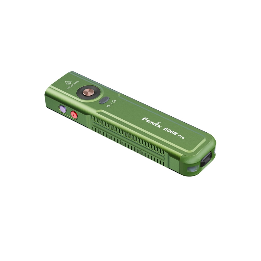 Fenix E06RPROEUOLI - Lanternă LED reîncărcabilă cu reglare a intensității, încărcare USB, 1650 mAh, IP66, 1600 lm, 111 ore, verde