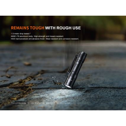 Fenix E12V30 - Lanternă LED reîncărcabilă, reglabilă, 1xAA, 2000 mAh, IP68, 200 lm, 100 h, negru