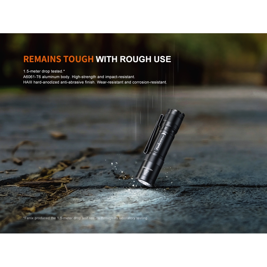 Fenix E12V30 - Lanternă LED reîncărcabilă, reglabilă, 1xAA, 2000 mAh, IP68, 200 lm, 100 h, negru