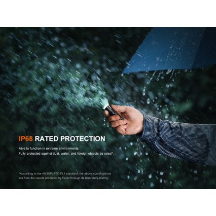 Fenix E12V30 - Lanternă LED reîncărcabilă, reglabilă, 1xAA, 2000 mAh, IP68, 200 lm, 100 h, negru