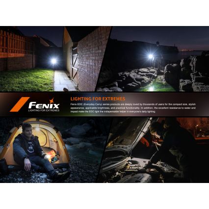 Fenix E12V30 - Lanternă LED reîncărcabilă, reglabilă, 1xAA, 2000 mAh, IP68, 200 lm, 100 h, negru