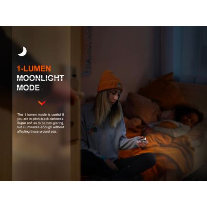 Fenix E18RV20800 - Lanternă LED reîncărcabilă, reglabilă, USB, 1xCR123A, 800 mAh, IP68, 1200 lm, 200 h, negru