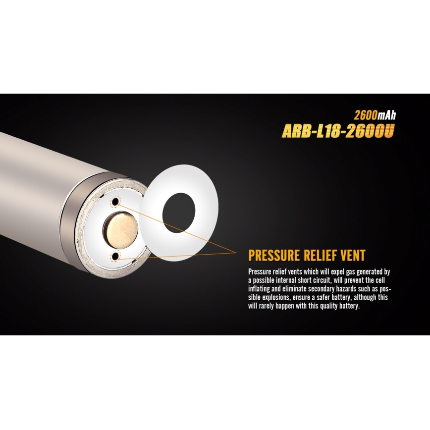 Fenix FE18650LI26USB - Acumulator reîncărcabil USB/3,6 V, 2600 mAh, 1 buc.