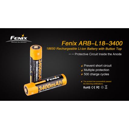 Fenix FE18650LI34 - acumulator Li-ion reîncărcabil 18650, 3,6 V, 3400 mAh, 1 buc.