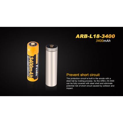 Fenix FE18650LI34 - acumulator Li-ion reîncărcabil 18650, 3,6 V, 3400 mAh, 1 buc.