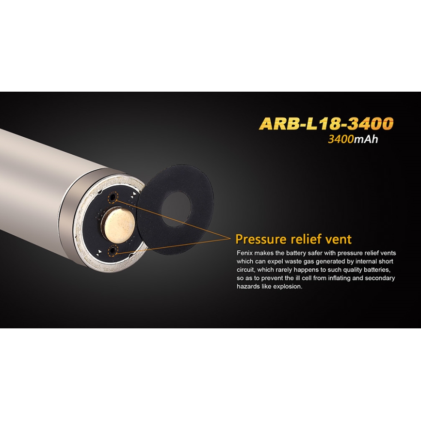 Fenix FE18650LI34 - acumulator Li-ion reîncărcabil 18650, 3,6 V, 3400 mAh, 1 buc.