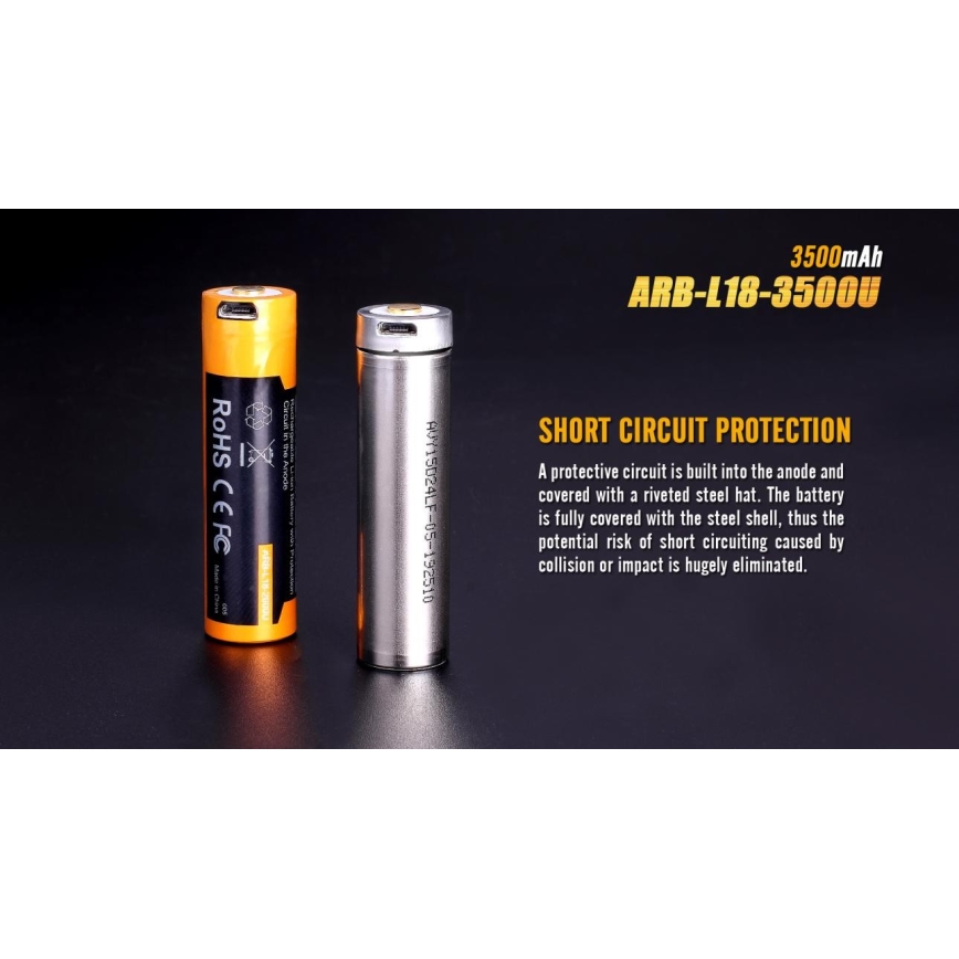 Fenix FE18650LI35USB - Acumulator reîncărcabil USB, 3,6V, 3500 mAh, 1 buc.