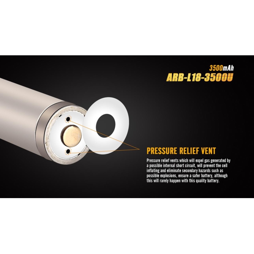 Fenix FE18650LI35USB - Acumulator reîncărcabil USB, 3,6V, 3500 mAh, 1 buc.