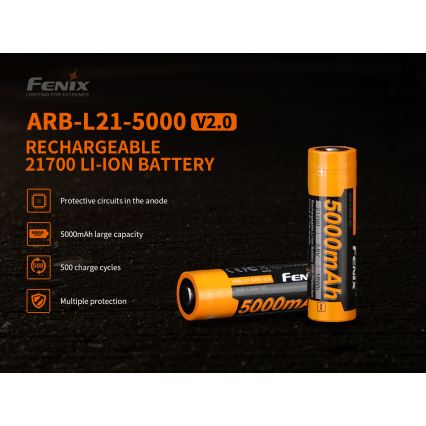Fenix FE21700V20 — baterie reîncărcabilă 21700, 3,6 V, 5000 mAh — 1 buc.