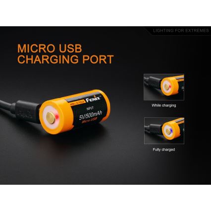 Fenix FERCR123ALIIONUP – baterie reîncărcabilă USB, 3,6 V, 700 mAh, 1 buc.