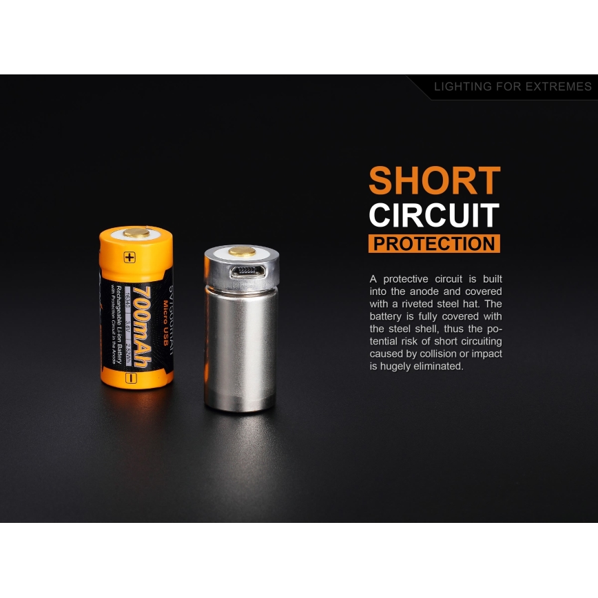 Fenix FERCR123ALIIONUP – baterie reîncărcabilă USB, 3,6 V, 700 mAh, 1 buc.