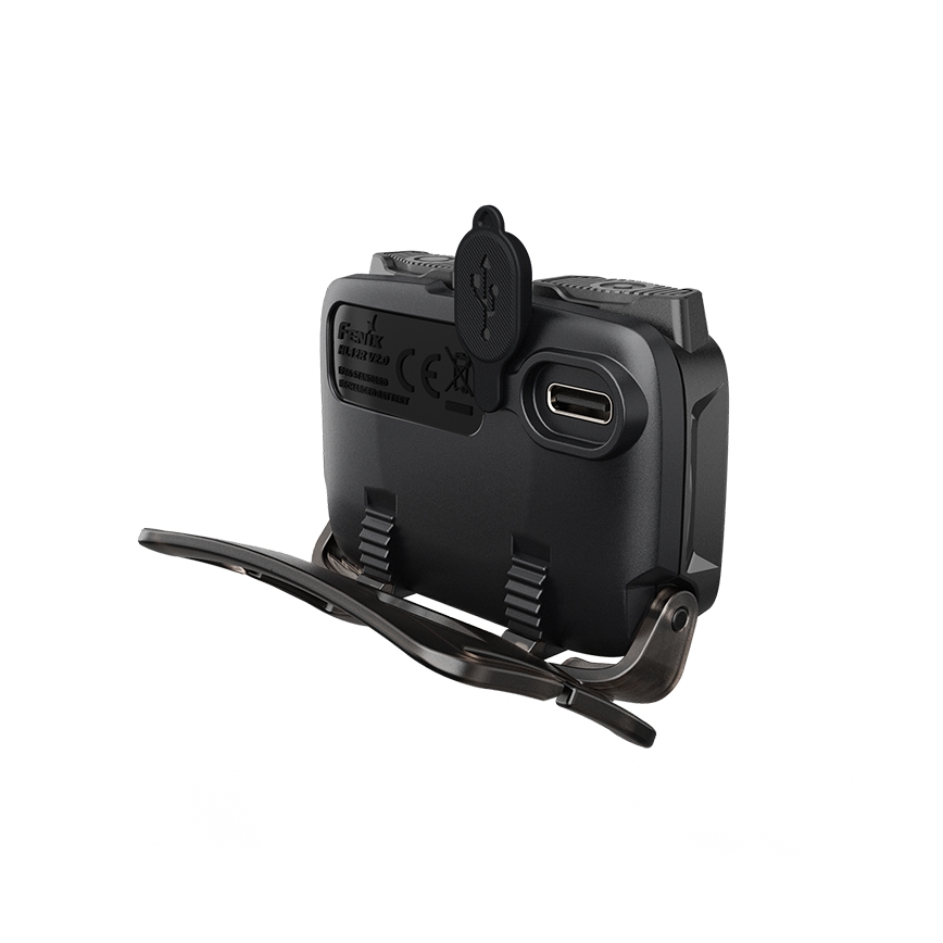 Fenix HL12RV20BLC - Lanternă frontală LED reîncărcabilă, reglabilă, LED/USB, 950 mAh, IP66, 500 lm, 112 ore, negru