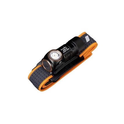 Fenix HM51RV30 - Lanternă frontală LED reîncărcabilă, reglabilă, USB/1xCR123A, 950 mAh, IP68, 860 lm, 125 h, portocalie