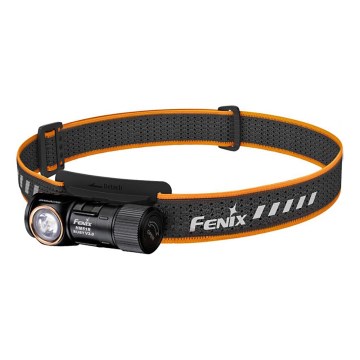 Fenix HM51RV30 - Lanternă frontală LED reîncărcabilă, reglabilă, USB/1xCR123A, 950 mAh, IP68, 860 lm, 125 h, portocalie