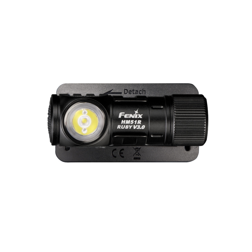 Fenix HM51RV3ABL - Lanternă frontală LED reglabilă, reîncărcabilă, USB, 1x CR123A 950 mAh, IP68, 860 lm, 125 ore, negru