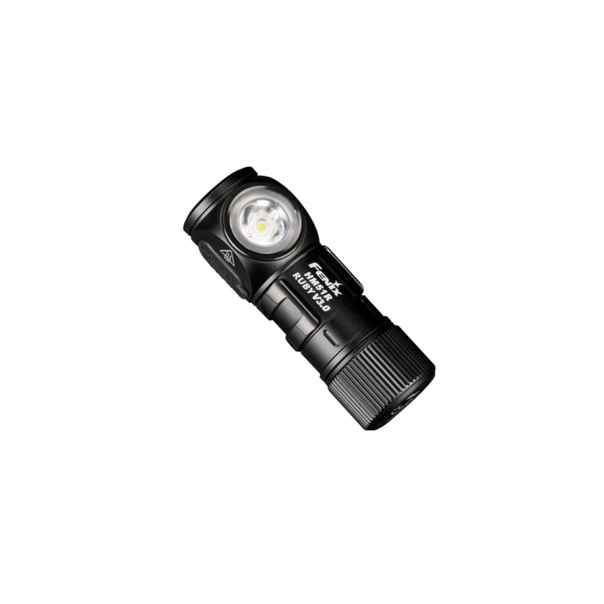 Fenix HM51RV3ABL - Lanternă frontală LED reglabilă, reîncărcabilă, USB, 1x CR123A 950 mAh, IP68, 860 lm, 125 ore, negru