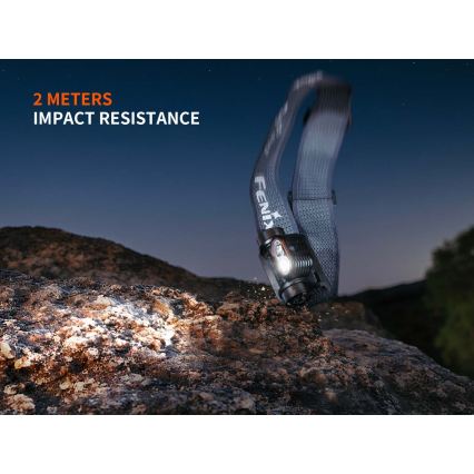 Fenix HM55RABL - Lampă frontală reîncărcabilă LED, reglabilă, USB/1xCR123A 1600 mAh IP68 1200 lm 141,2 h negru