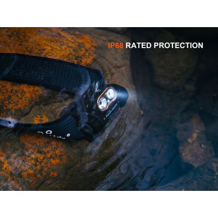 Fenix HM55RABL - Lampă frontală reîncărcabilă LED, reglabilă, USB/1xCR123A 1600 mAh IP68 1200 lm 141,2 h negru