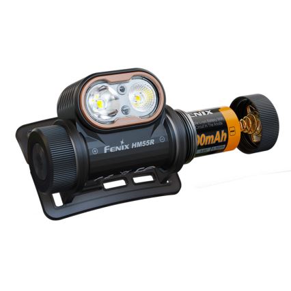 Fenix HM55RABL - Lampă frontală reîncărcabilă LED, reglabilă, USB/1xCR123A 1600 mAh IP68 1200 lm 141,2 h negru