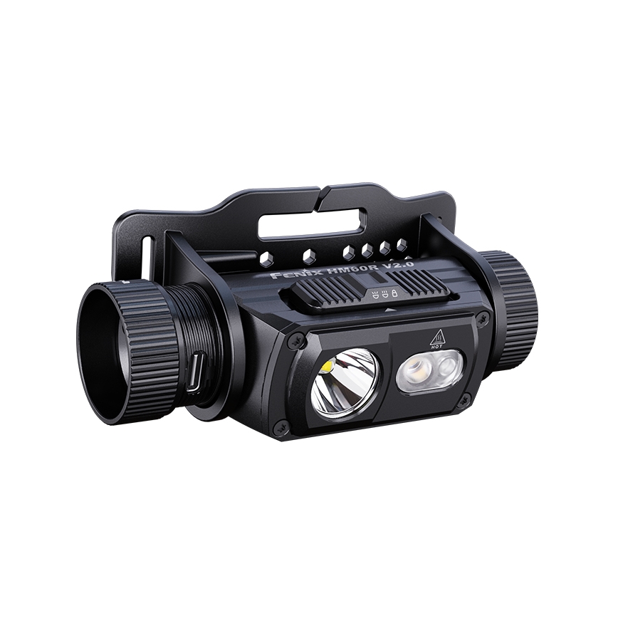 Fenix HM60RV20 - lanternă frontală LED reîncărcabilă, cu reglare a intensității, cu încărcare USB, 4000 mAh, IP68, 1600 lm, 292 ore, portocalie