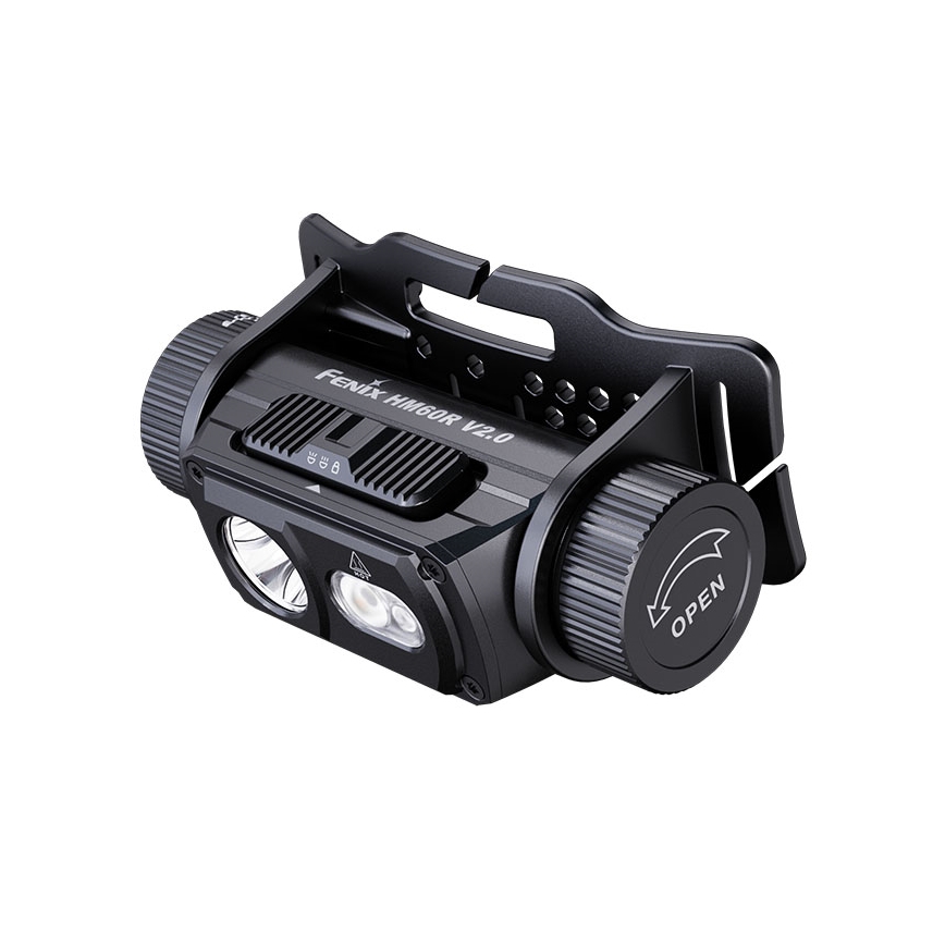 Fenix HM60RV20 - lanternă frontală LED reîncărcabilă, cu reglare a intensității, cu încărcare USB, 4000 mAh, IP68, 1600 lm, 292 ore, portocalie