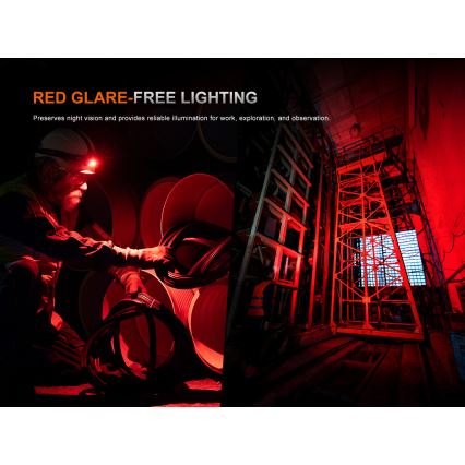 Fenix HM61RV30 - Lanternă frontală reîncărcabilă cu LED, reglabilă, LED/USB/1xCR123A, 4000 mAh, IP68, 1800 lm, 400 h, neagră