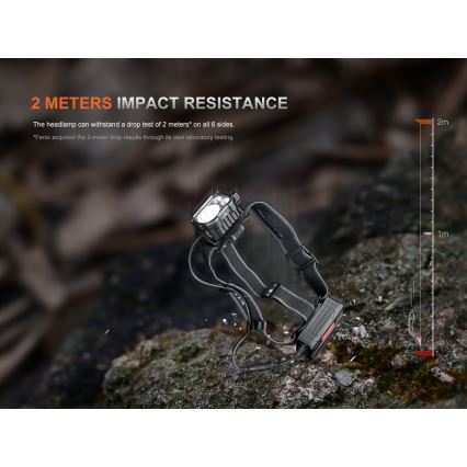 Fenix HP35R - Lanternă frontală LED reîncărcabilă, cu reglare a intensității, LED/USB, 5000 mAh, IP66, 4000 lm, 500 h, neagră