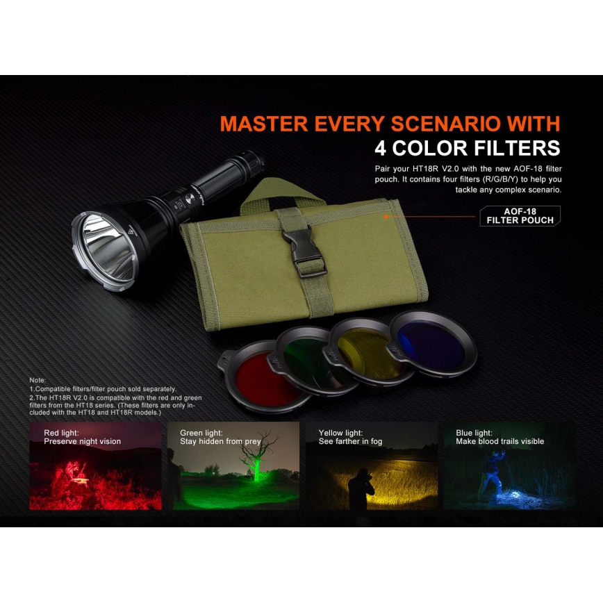 Fenix HT18RV20 - Lanternă LED reîncărcabilă, cu reglare a intensității, încărcare USB, 6000 mAh, IP68, 3700 lm, 87 h, neagră
