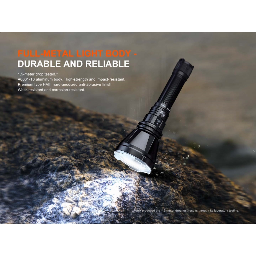 Fenix HT18RV20 - Lanternă LED reîncărcabilă, cu reglare a intensității, încărcare USB, 6000 mAh, IP68, 3700 lm, 87 h, neagră
