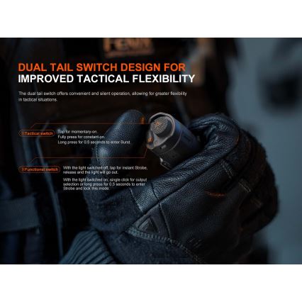 Fenix TK17BLK - Lanternă LED reîncărcabilă cu intensitate reglabilă, încărcare USB, 6000 mAh, IP68, 3600 lm, 60 h, negru