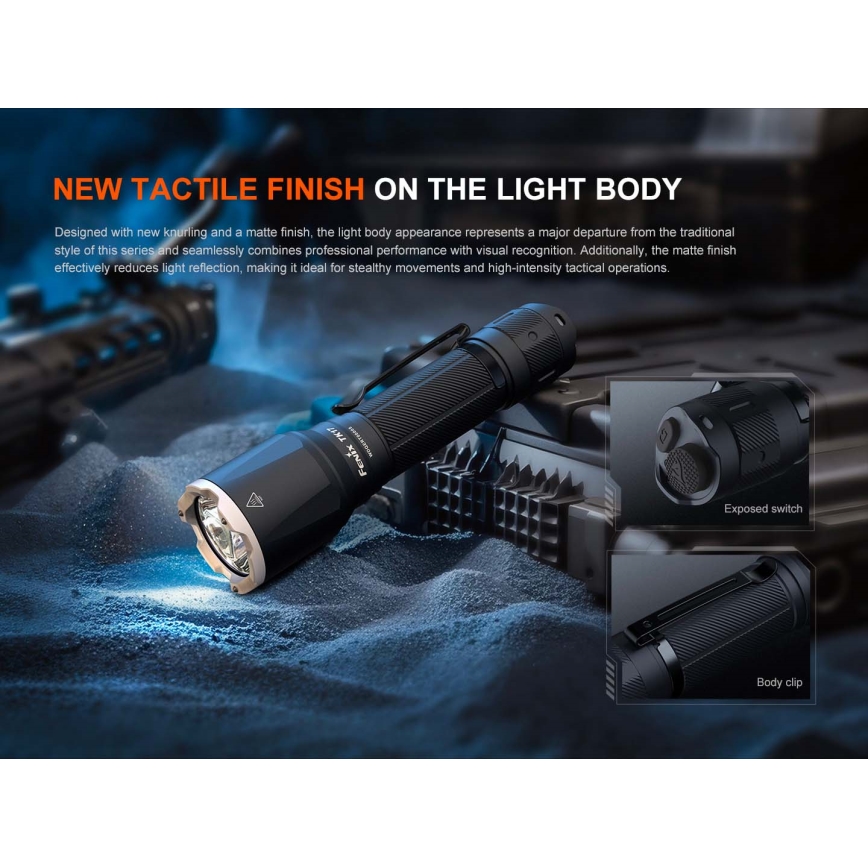 Fenix TK17BLK - Lanternă LED reîncărcabilă cu intensitate reglabilă, încărcare USB, 6000 mAh, IP68, 3600 lm, 60 h, negru
